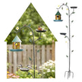 VINGLI 74.8" H Metal Bird Bath with Bird House, Outdoor Bird Bath with Stakes, 3-in-1 Bird Feeder for Patio, Garden, Yard, Lawn (Hanging Bird House)