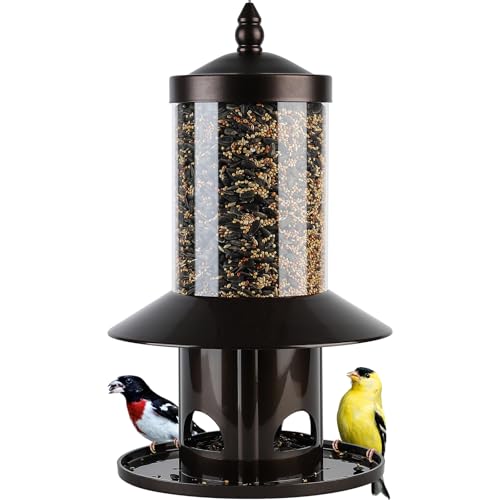 Squirrel-Proof Bird Feeder for Outdoor Hanging Wild Bird Seeds. - color: 11"H Bronze