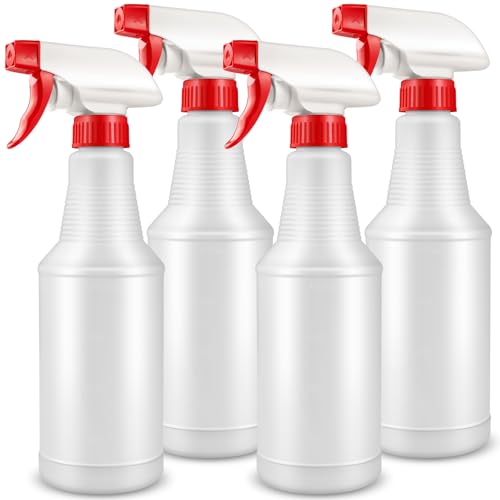 DIYSELF 16oz Spray Bottles 4 Pack, Heavy Duty Refillable Spray Bottles for Cleaning, Plants, and Pets, Chemical Resistant Spray Bottle with Adjustable Nozzle, Squirt Bottles for Multiple Uses - color: White, size: 4-Pack