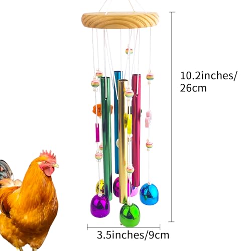 Chicken Toys for Coop, Chicken Wind Chime Enrichment Toys, Hanging Chick Peck Toy with Colorful Bells, Home Garden Musical Coop Accessories, Coops Toy for Hens Chicks Poultry Birds Parrots - style: A