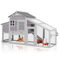 GUTINNEEN Mobile Chicken Coop for 2-4 Chickens with Wheels, Expandable Large Hen House with Run, UV-Protected Roof, Divided Nesting Boxes, Easy One-Person Move, Grey - color: Grey, size: 65.2"L x 26.4"W x 47.6"H