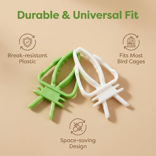 12-Pack Bird Cage Food Holder Clip Plastic Millet & Vegetable Feeder for Cockatiel, Budgie, Parakeet, Conure, Macaw & Small Birds（6 Green+6 White）