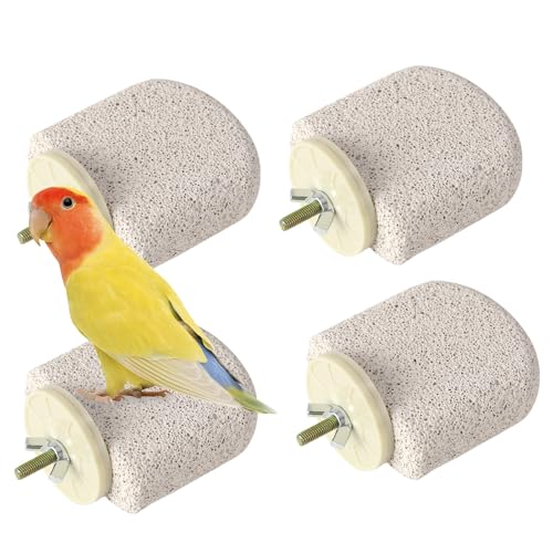 4pcs Bird Perch Stands Foot Claws Trimmer Beak Grinding Stone Parrot Climbing Chewing Toys Cage Accessories for Small Medium Birds Budgies Lovebird Conure (Small) - size: Small