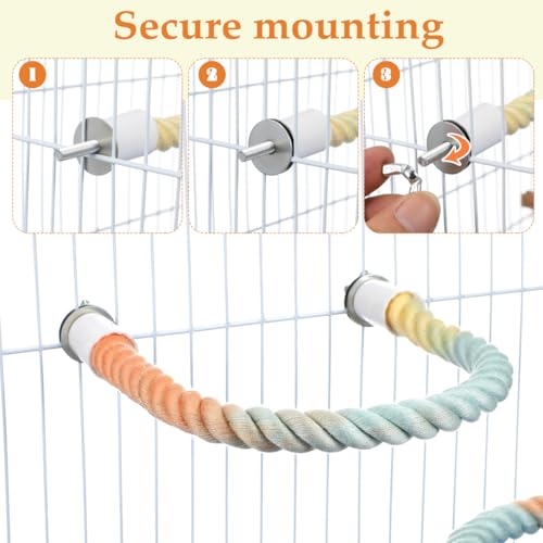 NOLITOY Flexible Bird Rope Perch Cotton Stand for Parrot Macaw Conure Finch | 3 pcs Bendable Metal Wire, Soft Woven Exercise Toy, Climbing System, Entertainment Device 31.4 inch