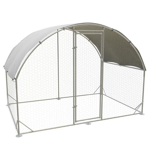 Large Metal Chicken Coop,Outdoor Chicken Coop Run with Water-Resident and Anti-UV Cover,Dome Roof Walk-in Poultry Cage Duck Rabbit House for Outside,Backyard and Farm, 6.5'Lx9'Wx6.5'H - color: Dome Roof, size: 78.0"L x 108.0"W x 78.0"H