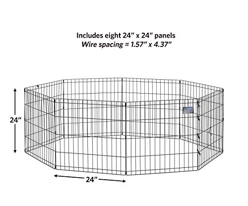 Midwest 24-Inch Exercise Pen, No Door, 16 Sq Ft Play Area | for Indoor and Outdoor Use, No Door Design for Maximum Security, Easy to Set Up, Foldable Playpen - color: Black No Door, size: 24" H