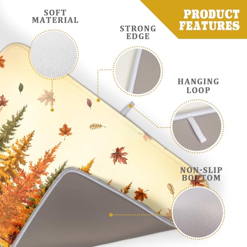 Autumn Forest Dish Drying Mat - Welcome Fall Fox Drying Pad for Counter Wildlife Dish Drainer Mat Cabin Animal Kitchen Accessories 18 X 24 Inch - color: Autumn Forest Yellow, size: 24" x 18"