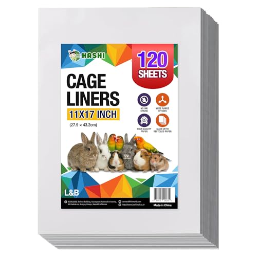 HA SHI Bird Cage Liners, 11 x 17 in, 120 Unprinted Sheets, Absorbent Paper | 120 unprinted newsprint sheets, 11 x 17 in, gray. Ink-free liners for bird cages and small pet enclosures. Trim to fit.