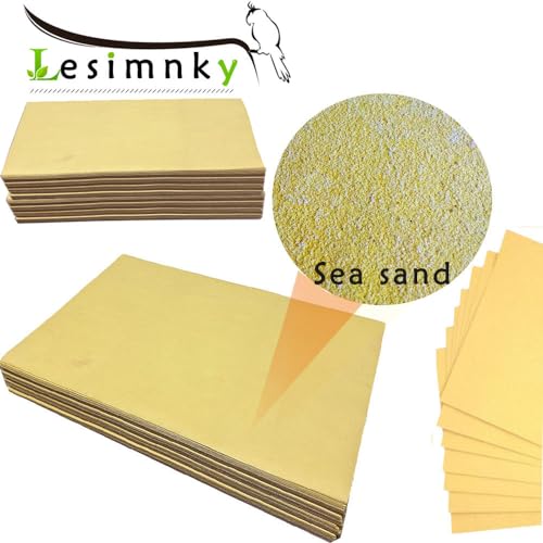 Bird Cage Liner 50-Pack 17” x 11” Gravel Paper Cuttable Pet Sandpaper Special for Bird Cage in Sea Sand, Easy Clean Pet Sandpaper Calcium Paper for Birdcage Parrots Cockatiels (50)