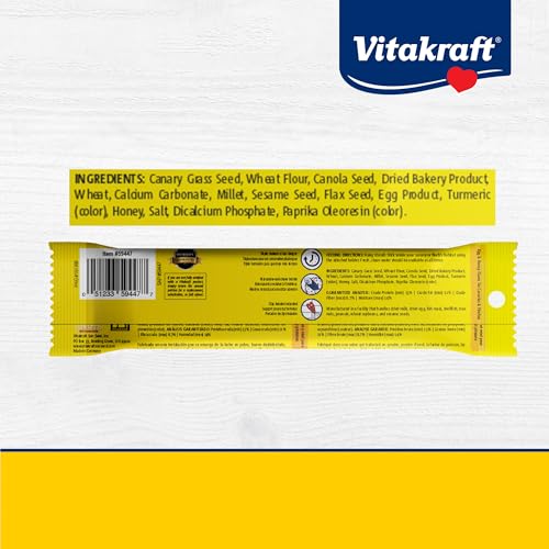 Vitakraft Crunch Sticks Parakeet Treats Egg and Honey Flavor 2 Pack - Long Lasting Seed Stick with Natural Wood Center Clip Holder and Nutritious Ingredients for Happy Engaged Birds - size: 0.7 Ounce (Pack of 2)