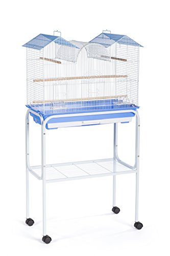 Prevue Pet Products Bird Cage Stand with Shelf - Medium Metal Cage Stand with Rolling Wheels, Mid‑Height for Cage Accessories, Toys, and Storage - White - color: White, size: 19.0"L x 19.0"W x 27.0"H