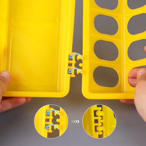 Flip Top Chick Feeder Trough, Plastic Bird Small Poultry Feeder | No Mess, No Waste Chicken Feeder for Small Chicks, Pigeons, Quails, Birds, Ducklings, Ideal for Using in a Brooder (Yellow) - color: Yellow