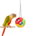 Hypeety Parrot Colorful Ball Toys with Bell Cage Hanging Chewing Ball Toy | With jingle bell inside, durable, chewproof plastic, easy-hanging, for parakeet/conure/cockatiel/small medium bird, 1 ball, C - color: Blue, Yellow, Red
