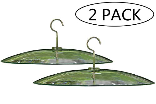 2 Pack 13 1/2 Inch Clear Glass Squirrel Baffle Weather Guard for Shepherd Hook or Bird Feeding Station Pole or Hanging Bird Feeders