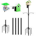 YINGYM 79 Inch Bird Feeder Pole Mount Kit for Outdoors Heavy Duty | Adjustable Metal Bird House Stand Pole with 2-Hooks, 5-Prong Base for Garden, Backyard and Patio Use - size: 79 inch