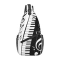 Black And White Piano Music Notes Musical Instrument Sling Backpack Crossbody Shoulder Bag Chest Bag Travel Chest Pack Casual Daypack For Women Men Hiking Sports Working - color: Black4