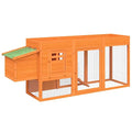 Wooden Chicken Coop, Outdoor Poultry Cage Hen House with Wire Fence, Solid Pine Wood Small Animal Hutch for Backyard and Garden, Rectangular, 19.7 x 80.3 x 33.1 Inches