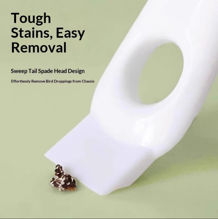 Multifunctional Birdcage Cleaning Brush with Scoop, White, Sweep Tail Spade Head Design for Removing Bird Droppings