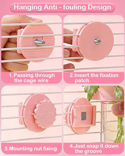 2Pcs Bird Cage Vegetable Feeder, Hanging Veggie Holder with Hydration Feature to Maintain Freshness, Easy-Clean Clip Feeder for Parakeet, Parrot, Lovebird, Budgie(Pink) - color: Pink