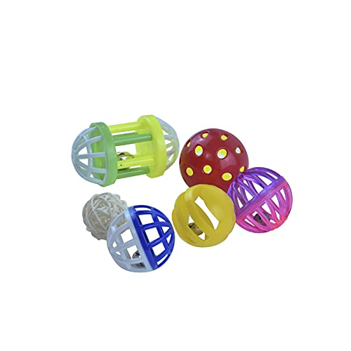 6Pcs Bird Ball Bell Toy Interactive Foraging Treat Feeder Parakeet Foot Toy | Conure Chewing Training Rattle Bells Spinning Balls, Parrot Cage Toys for Budgie Lovebirds Playgym Birdcage - size: 6 pcs bird toys