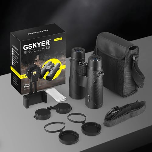 Binoculars for Adults High Powered: 12x42 HD Zoom Binocular for Bird Watching Hunting - Powerful Lightweight Waterproof Binoculars with Phone Adapter for Travel Cruise Ship Stargazing Hiking