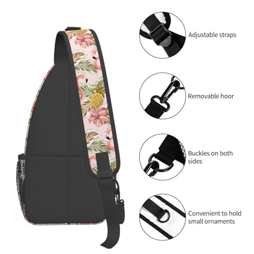 Tropical Pink Flamingo Sling Bag for Women, Crossbody Bag Bird Pineapple Sling Backpack for Men, Casual Shoulder Bags Lightweight Gym Outdoor Sports Travel Hiking Fishing Daypack - color: Flamingo Pineapple