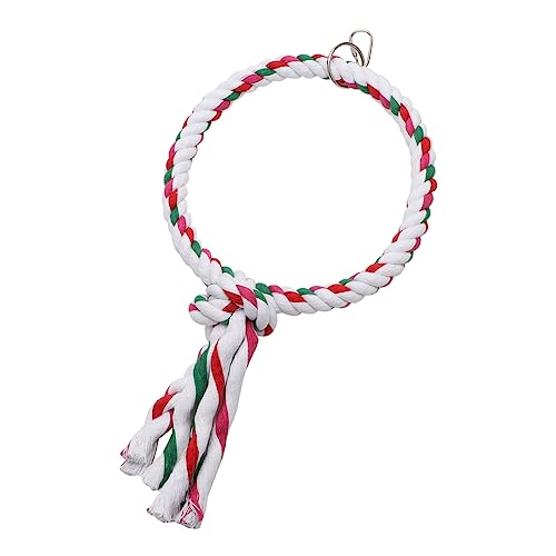 Bird Rope Swing Toy Parrot Climbing Perch Stand for Cockatiel Conure Cockatoo Parakeet Cage Hanging Decor (A: Round)
