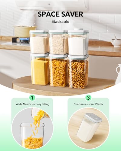 Food Storage Container Sets, 2.8 Qt *2+ 4.2 Qt *4 Airtight Canisters with Lids and 130ml Scoop, BPA-Free Plastic Pantry Containers for Flour, Sugar, Rice - color: 4L*4 + 2.65L*2