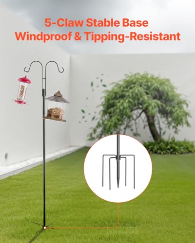 VEVOR Double Shepherds Hooks for Outdoor, 8 Pack 60 Inch Heavy Duty Bird Feeder Pole, 3/4 Inch Thick Garden Hooks for Hanging Hummingbird Feeder, Plant Baskets, Solar Light Lanterns,Wind Chimes