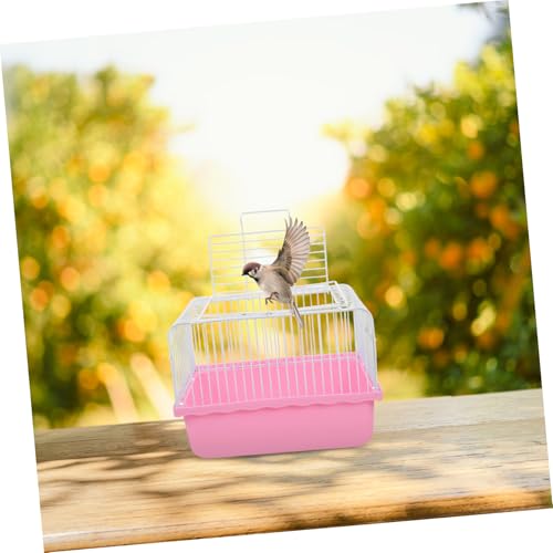 Garneck Portable Birdcage for Small Animals Lightweight Travel Cage Transparent Observation Window for Lovebirds Parakeets and Cockatiels for Home and Travel Use - color: Pink