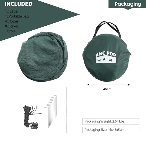 ANC POP Portable Chicken Run, Pop Up Chicken Tent for Small Animals Outdoor Gardening Net with 3 Doors and Handbag, Easy to Install and Storage, Green (40 x 40 x 45) - size: 40 x 40 x 45"