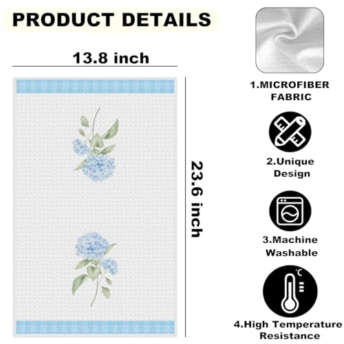 2 Pcs Artistic Hydrangea Kitchen Towels Decorative Hand Towels 03 | Waffle Soft Tea Towel for Home, Bathroom, Absorbent Microfiber Dish Cloth, Housewarming Gifts for Women, Mom - color: Multi 1216