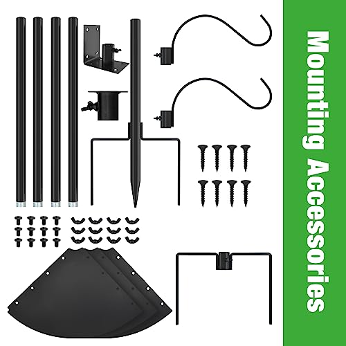 ERYTLLY Bird House Pole 80 Inch Bird Feeder Pole with Squirrel Baffle and 2 Hooks - Heavy Duty Bluebird Feeder Support Rod Stand Set for Outside, Yard, Garden - size: 80 in with 2 Hooks and Baffle Kit