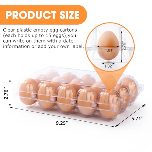 55 Pack Egg Cartons Cheap Bulk,Plastic Egg Carton 3x5 Grids | 15 Count Clear Egg Cartons, Reusable Egg Holder Egg Trays for Family, Chicken Farm, Markets Display - Medium Egg Container - size: 3X5-55PCS
