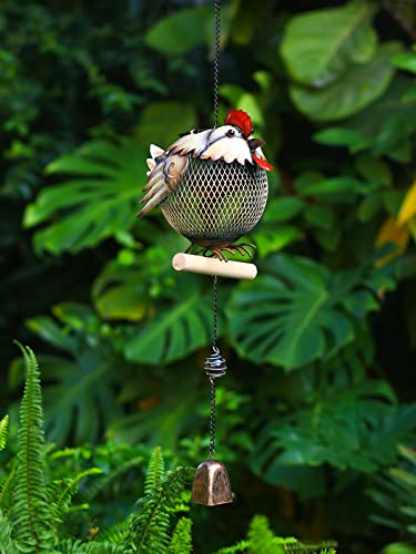 Solar Bird Feeder,Squirrel-Proof Bird Feeders for Outside,Cute Animal Shaped (Rooster Shaped) - style: Rooster Shaped