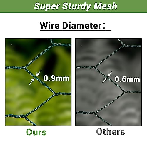 Chicken Wire Fencing Mesh, Galvanized Hexagonal Floral Chicken Wire, Outdoor Anti-Rust Poultry Netting for Garden Fence (4 ft x 100 ft, PVC Coated) - size: 4 ft x 100 ft