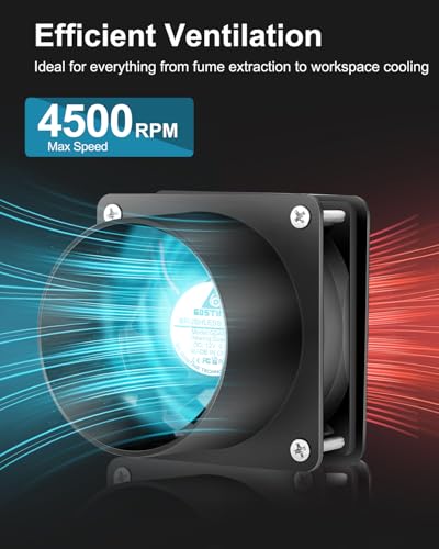 GDSTIME Small Axial Exhaust Fan 80mm 12V DC Fan with AC Plug, 3 Inch Flange | Dual Ball, Variable Speed Control, for Soldering, Smoke Extraction, 3D Printer, DIY Cooling Ventilation Exhaust Projects - style: 8025 Fan + 1 Flange