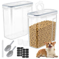 2 Pack Dog Food Storage Container Airtight - 5-7Lbs Pet Dog Cat Food Container with Lid, Scoop and Measuring Cup, Clear Plastic Dry Food Storage Bin for Dogs, Cats, Bird, Rice