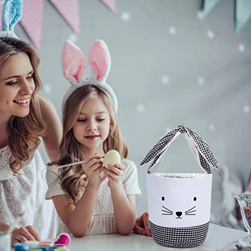 XinblueCo Baseball Basket Easter Baskets for Canvas Easter Egg Hunt Baskets - color: Black Plaid