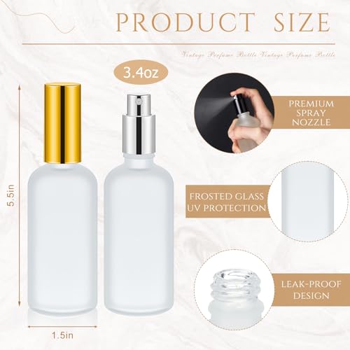 Roshtia 30 Pcs Glass Spray Bottle Clear Empty Bottles Small Refillable Reusable Perfume Bottle with Fine Mist Sprayer Pump for Face Body Travel(3.4 oz,Black,Gold,Silver) - color: Black,Gold,Silver, size: 3.4 oz