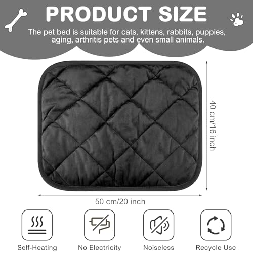 4 Pack Self Heating Cat Pad Self Warming Dog Mat Reflects Body Heat Extra Warm Thermal Pet Pad Washable Dog Cat Bed Crate Bed Mat Blanket(Black,16 x 20 Inch) - color: Black, size: 16 x 20 Inch