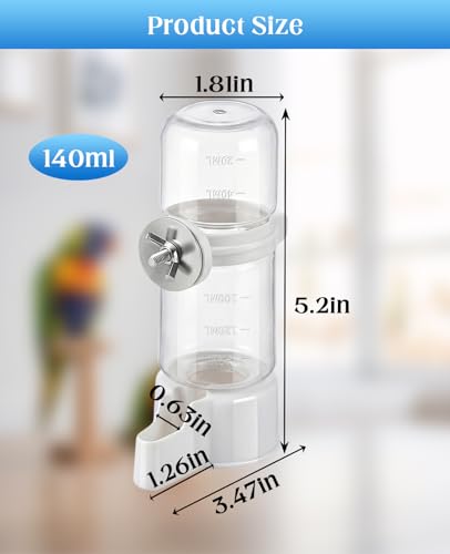 2 PCS Automatic Bird Cage Water Dispenser, Parakeet Parrot Feeder Hanging Drinking