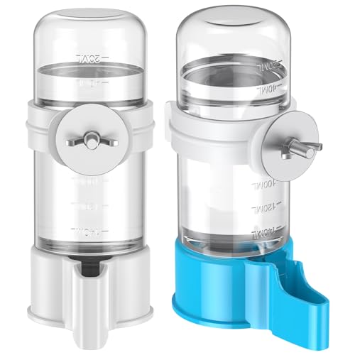 Pawfly 2 Pcs Bird Water Dispenser, Automatic Bird Water Feeder, Plastic Bird Cage Water Dispenser, White&Blue Parrot Waterer for Parakeet Cockatiel Budgie Lovebirds (Not Fit for Food Feeding) - color: White&Blue, size: 2 PC