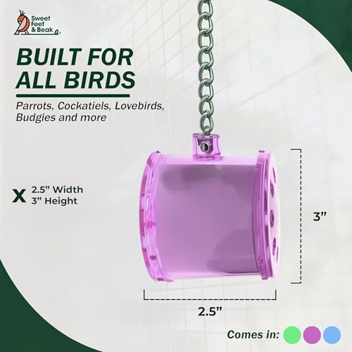 Sweet Feet and Beak Shred Master, Small, 2.5" Plastic Bird Shredding Toy | Pull & Shred Paper Roll, Durable Bird-Proof Design, Treat Fillable, Quick Link Hanger, Bird Training Toys for Parrots, Macaws - size: Small
