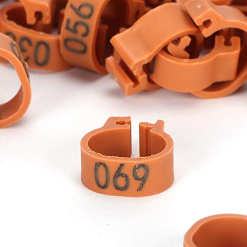 8mm Pigeon Leg Bands 0-100 Numbers Chicken Identification Leg Bands for Bantam Finch Dove Lovebird Coturnix Quail (Brown) - color: Brown
