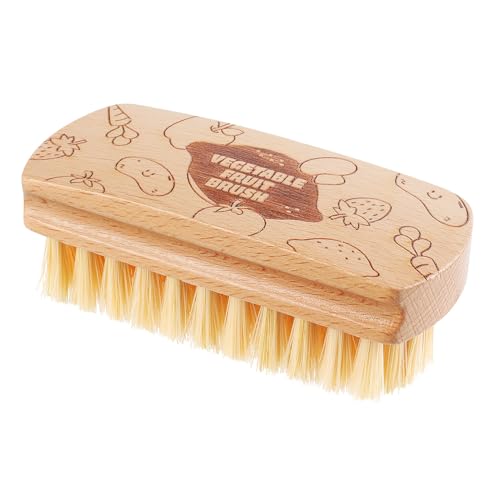 Vegetable and Fruit Cleaning Brush Scrubber Beechwood Handle Fruits Veggie Wash Brushes Potato Carrot Cucumber Mushrooms Washing Cleaner(Beige A, 1) - color: Beige a