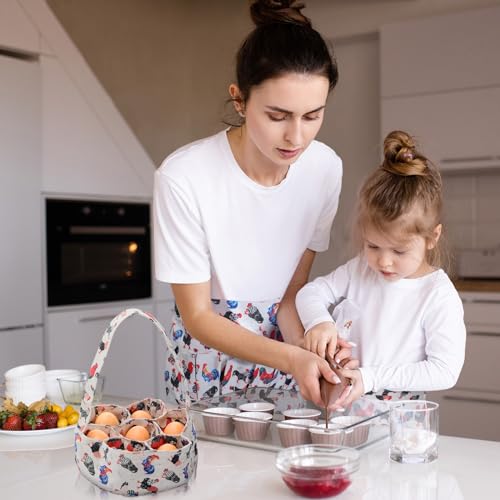 3 Pcs Egg Collecting Apron and Gathering Basket Adult 12 Pockets and Child 3 Pockets for Chicken Goose Eggs - style: Cute