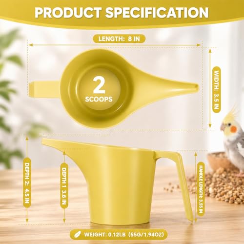 2 Pack Bird Feeder Scoop Set,Pet Food Bird Seed Scoop Large Capacity Suitable Narrow Spout Suitable for Tube Feeders Birds Chicken Livestock Restaurant Kitchen (Beige) - color: Beige