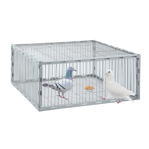 Pigeon Trap with Escape-Proof Design,Pigeon Cage with One-Way Entry,Ideal Pigeons Coop,Chicken and Bird Trap Cage,Portable & Easy Assembly,Unharmful Made of High-Strength Iron with Anti-Rust Paint - size: 23.8"L x 23.8"W x 10.2"H