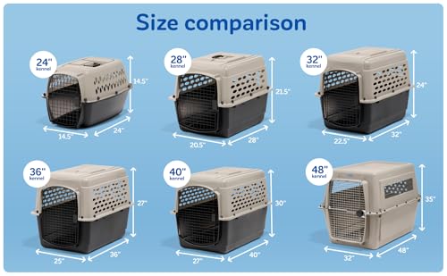 Petmate Vari Dog Kennel - Portable Dog Carriers & Crates for Large Dogs, Airline-Friendly, Durable Plastic, Pet Carrier For Home and Travel, 36 Inches, Taupe and Black - size: 36.0"L x 25.0"W x 27.0"H